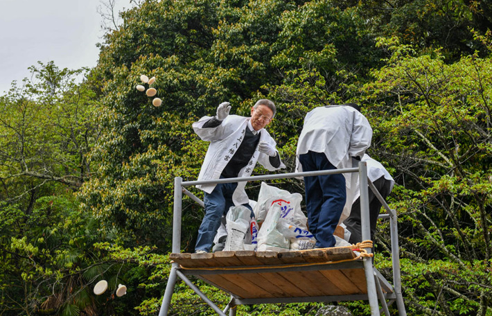 2023年 春季大祭 野上八幡宮 餅まき